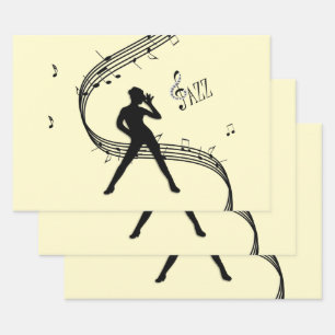 Jazz Dance Yellow Music Wrapping Paper Sheet