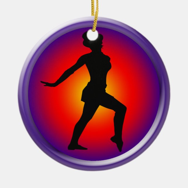 Jazz dancer in pose ceramic ornament (Front)