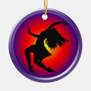 Jazz dancer silhouette on multi background ceramic ornament