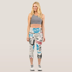 Jazz Doodle: Eclectic Music Mix Capri Leggings