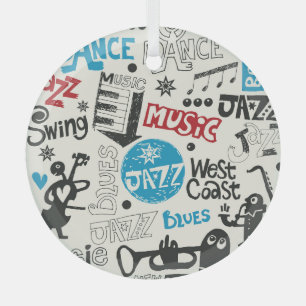 Jazz Doodle: Eclectic Music Mix Glass Tree Decoration