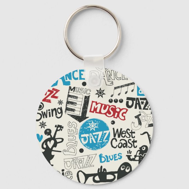 Jazz Doodle: Eclectic Music Mix Key Ring (Front)