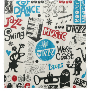 Jazz Doodle: Eclectic Music Mix Shower Curtain