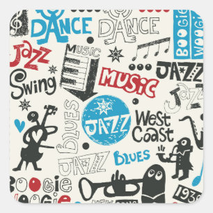Jazz Doodle: Eclectic Music Mix Square Sticker