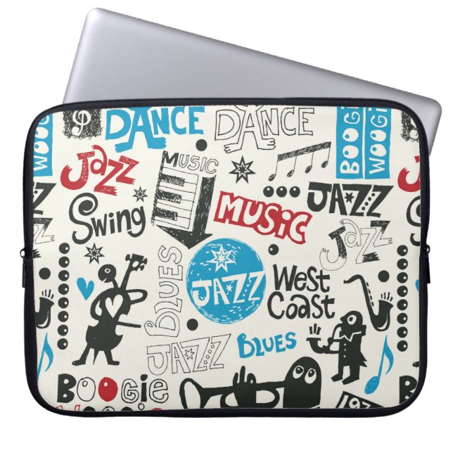 jazz doodle mix laptop sleeve (Front)
