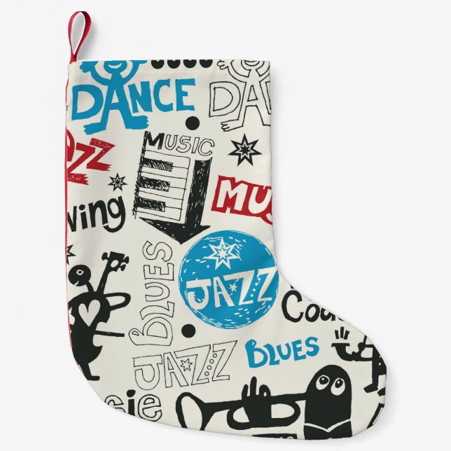 jazz doodle mix small christmas stocking (Front)