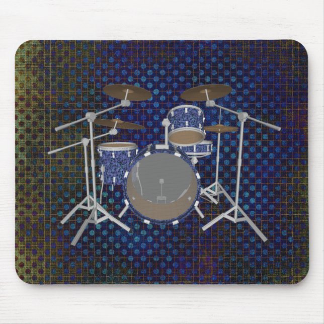 Jazz Drum Kit - Custom Blue Drums - Mousepad (Front)