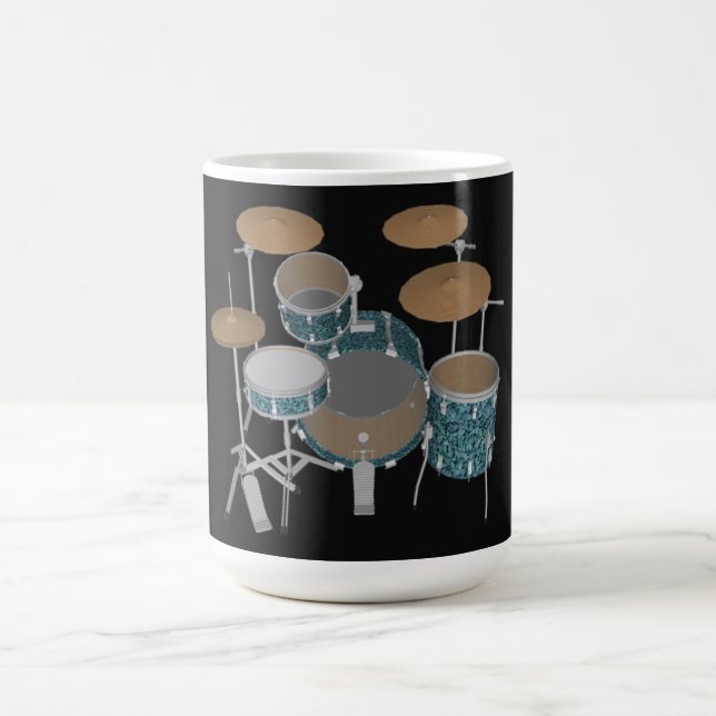 Jazz Drum Kit: Custom Green Drums Set: Coffee Mug (Center)