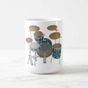 Jazz Drum Kit: Custom Green Drums Set: Coffee Mug
