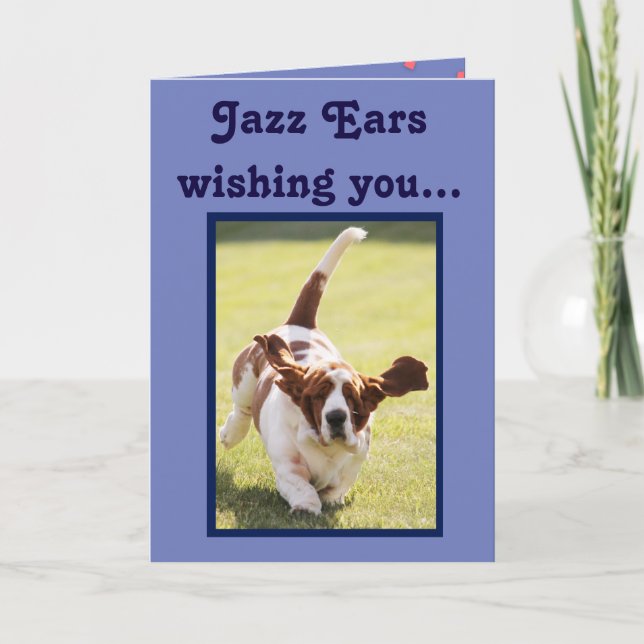 "Jazz Ears" & "Jazz Hands" on Funny Birthday Card (Front)