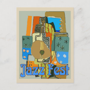 Jazz Fest, Abstract Guitar Postcard