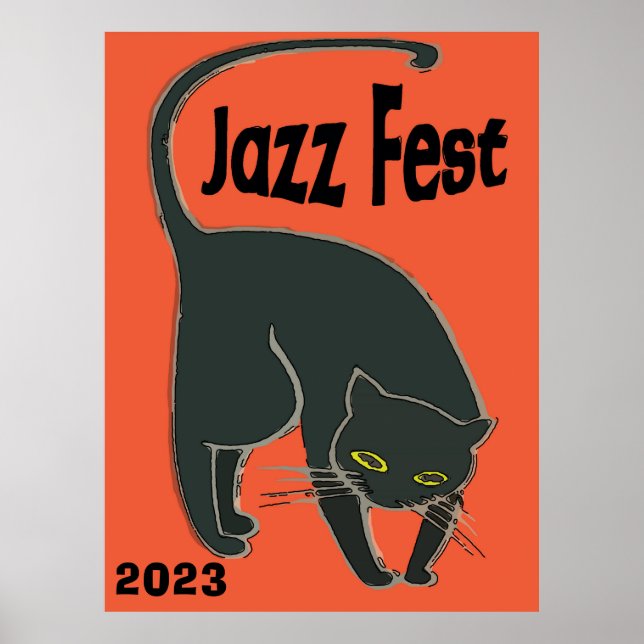 Jazz Fest Chat Noir, Red Poster (Front)
