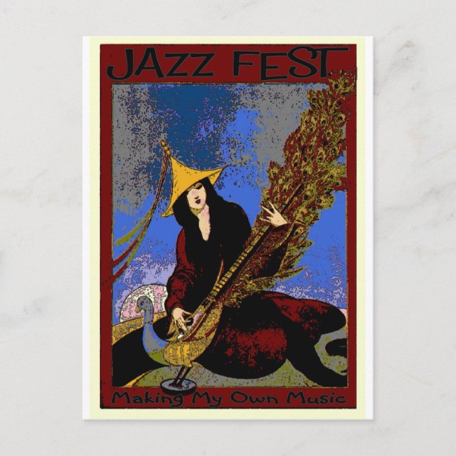 Jazz Fest Create My Own Music Lute Player Postcard (Front)