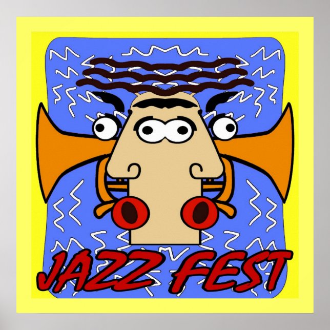 Jazz Fest Cubism Face and Horn Poster (Front)