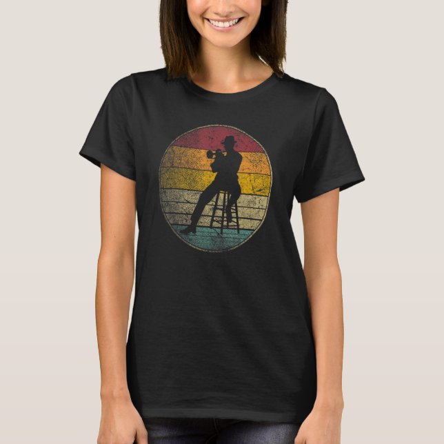 Jazz  Fest Festival Sun Retro Music Trumpet Musici T-Shirt (Front)