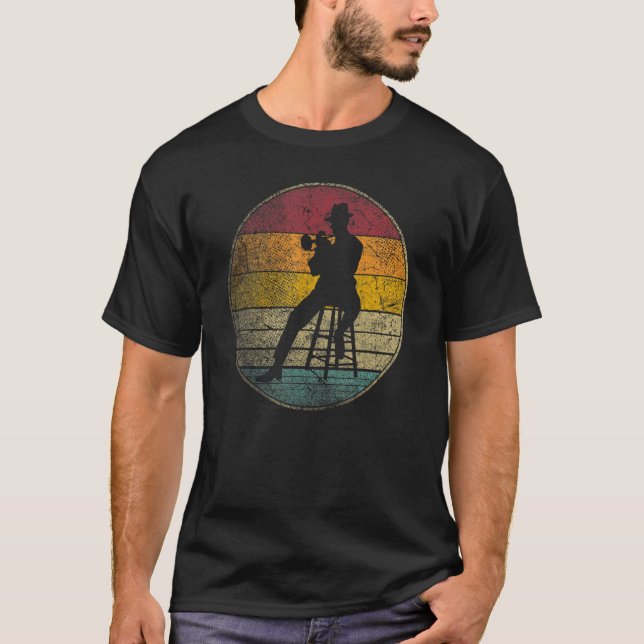 Jazz  Fest Festival Sun Retro Music Trumpet Musici T-Shirt (Front)