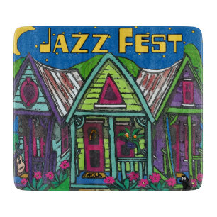 Jazz Fest Houses Art Cutting Board