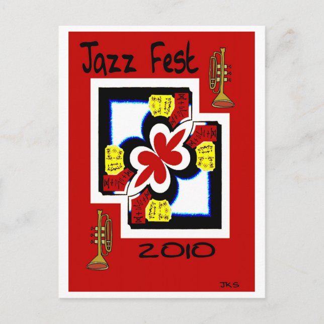 Jazz Fest Japanese Print Abstract Postcard (Front)