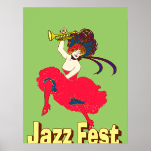Jazz Fest Lady With Horn Poster