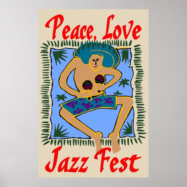 Jazz fest, Peace Love, Rasta Man Poster (Front)