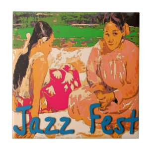 Jazz fest Women on Blanket Ceramic Tile