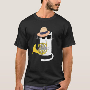 Jazz Funk & Soul  Cool Cute Cat Playing French Hor T-Shirt