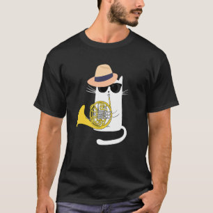 Jazz Funk & Soul Cool Cute Cat Playing French Hor T-Shirt