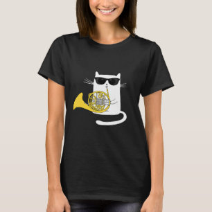 Jazz Funk & Soul  Cool Cute Cat Playing French Hor T-Shirt