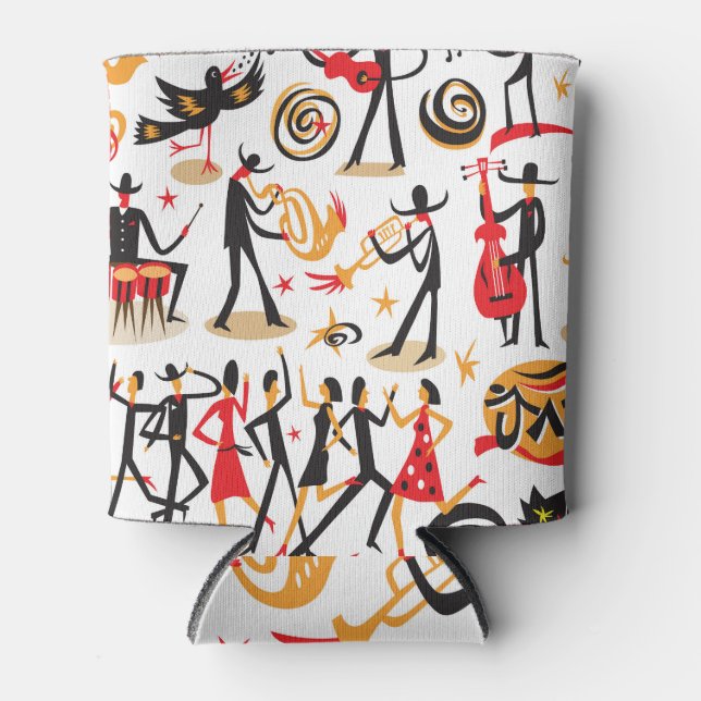 Jazz Icons Set: White Background Isolated Can Cooler (Front)