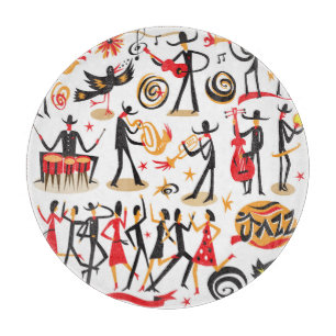 Jazz Icons Set: White Background Isolated Cutting Board