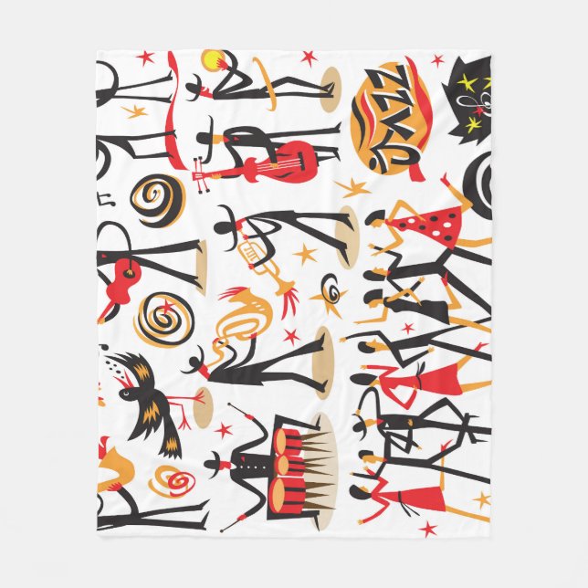Jazz Icons Set: White Background Isolated Fleece Blanket (Front)