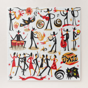 Jazz Icons Set: White Background Isolated Jigsaw Puzzle