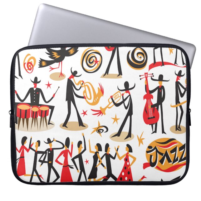 Jazz Icons Set: White Background Isolated Laptop Sleeve (Front)