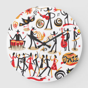 Jazz Icons Set: White Background Isolated Large Clock