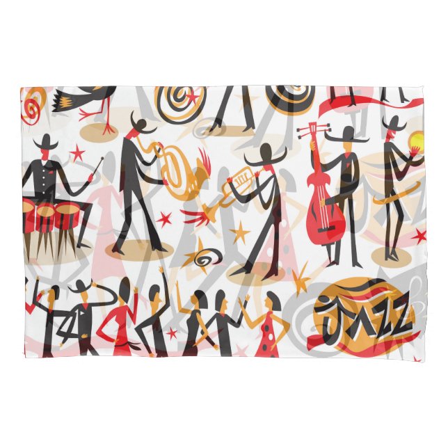 Jazz Icons Set: White Background Isolated Pillowcase (Front)