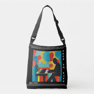 Jazz is Life The pianist oil painting Customisable Crossbody Bag