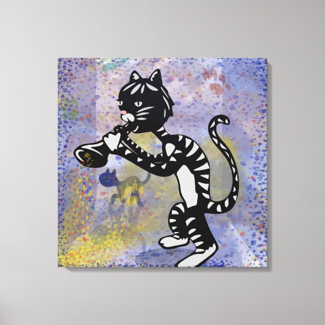 Jazz Kitty Wrapped Canvas Print (Front)