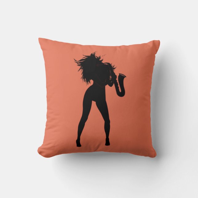Jazz Lady Throw Pillow Choose Colour (Front)