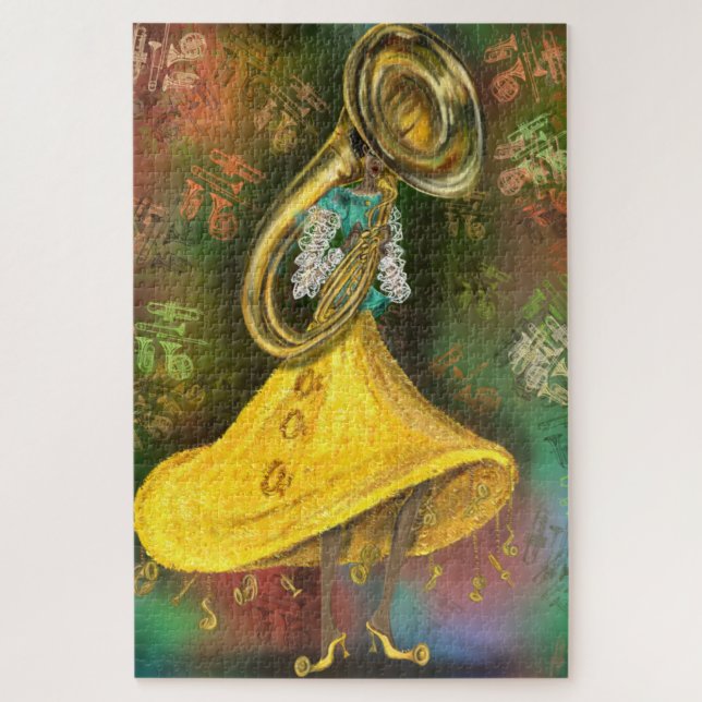 Jazz Lady Tuba Player Dance Music Song Soul Sound  Jigsaw Puzzle (Vertical)