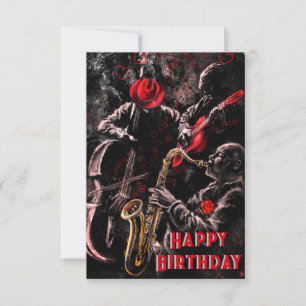 Jazz Music Band Musical Happy Birthday Card
