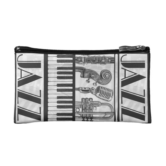 Jazz Music Instruments Cosmetic Bag (Front)