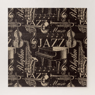 Jazz Music Pattern Jigsaw Puzzle