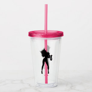 Jazz Music Saxo Girl Acrylic Tumbler
