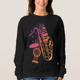 Jazz Music Saxophone Piano Drums Musician Sweatshirt