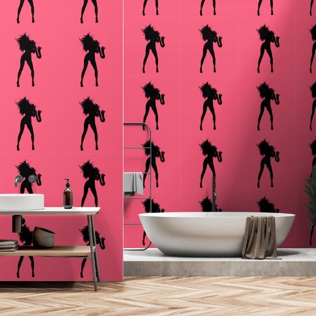 Jazz Music Saxophone Player Woman Custom Colour Re Wallpaper (Bathroom)