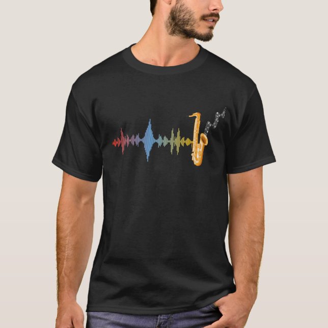 Jazz Music Saxophonist Soundwave Saxophone T-Shirt (Front)