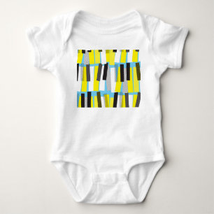 Jazz music, yellow blue geometric pattern. baby bodysuit