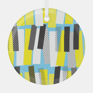 Jazz music, yellow blue geometric pattern. glass tree decoration