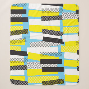 Jazz music, yellow blue geometric pattern. sherpa blanket