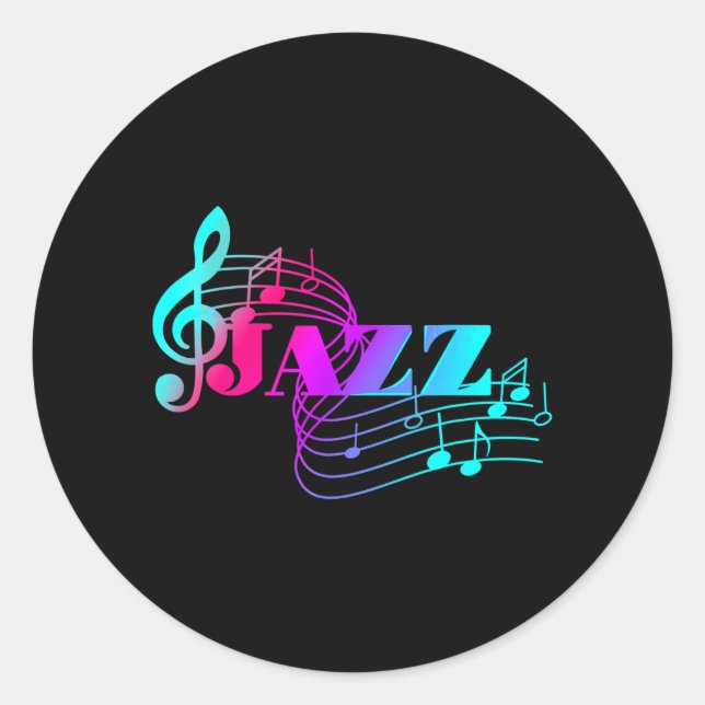 Jazz Musician colorfulheet Music Jazz Notes Classic Round Sticker (Front)